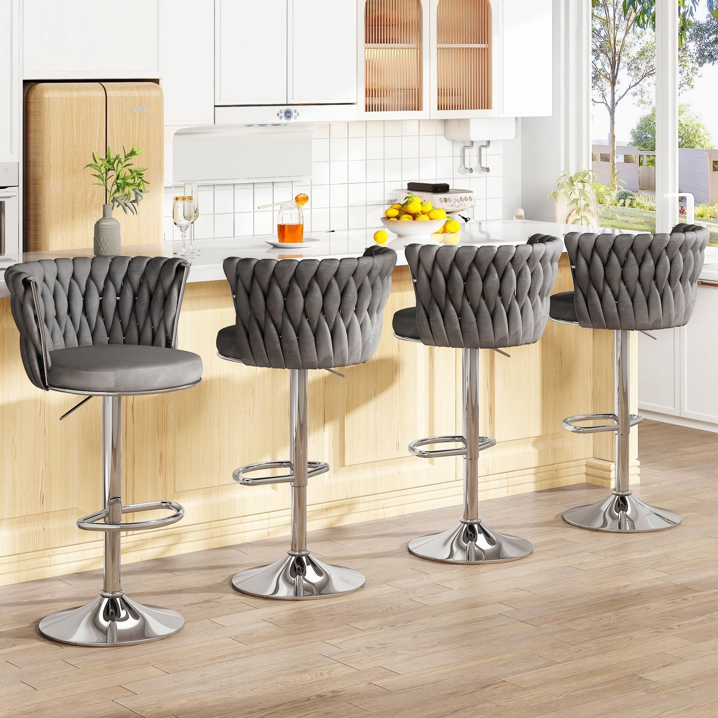 Manhattan Velvet Adjustable Bar Stool