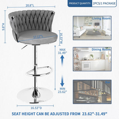 Manhattan Velvet Adjustable Bar Stool